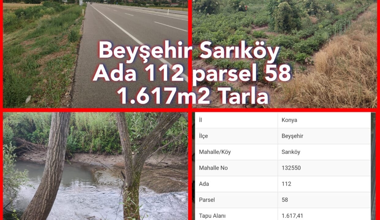 beysehirsatilik.com BEYŞEHİR SARIKÖY 1,617M2 YOLA SIFIR10